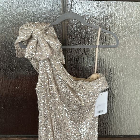 MAC DUGGAL 11283 SEQINED BOW ONE SHOULDER NUDE GOWN  sz 4 NWT - Picture 9 of 14